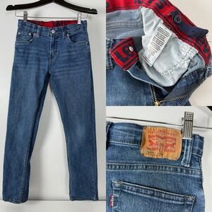 Levi's 511 Boy Jeans Size 14 W27XL29 Slim Fit Solid Blue Denim Cotton‎ Blend